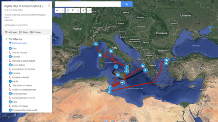 odysseus' journey timeline map